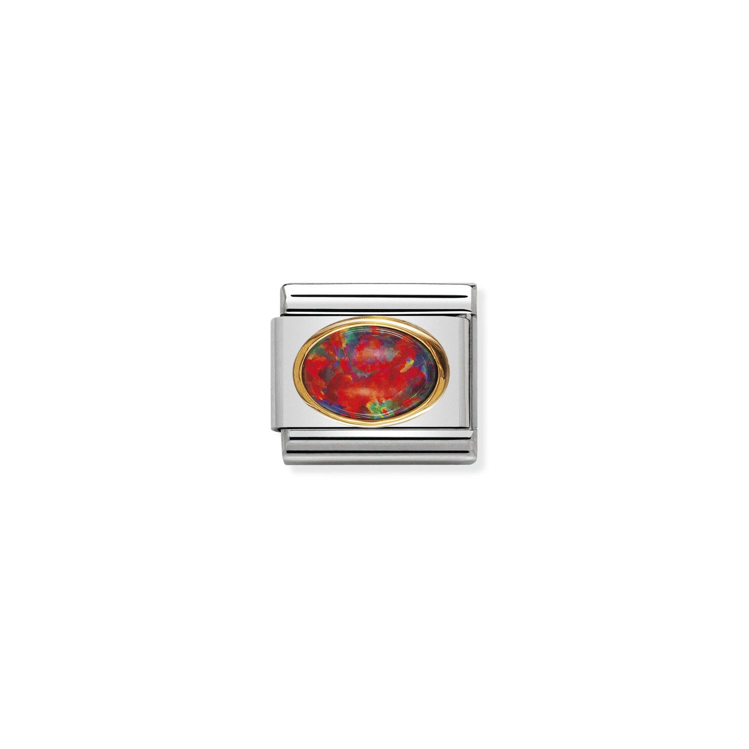 Nomination Classic - EDELSTEINE OVAL aus Edelstahl und 18K-Gold (OPAL ROT)