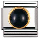 Nomination Classic - EDELSTEINE RUND aus Edelstahl und 18K-Gold (ACHAT SCHWARZ)