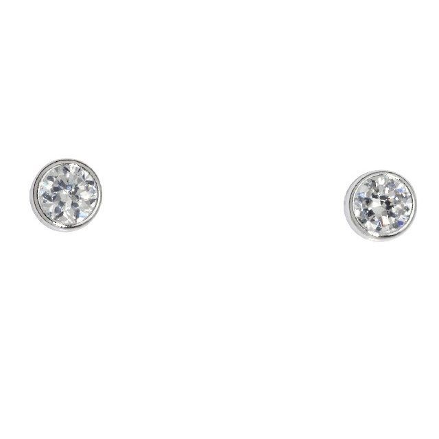 Schneider Basic Ohrstecker - Weißgold – Zylinder mit Zirkon klein - ZS12