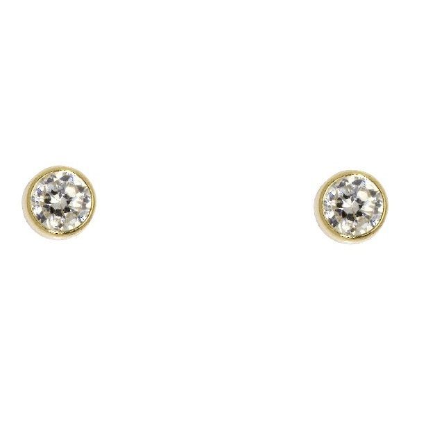 Schneider Basic Ohrstecker - Gold – Zylinder mit Zirkon klein - ZS09