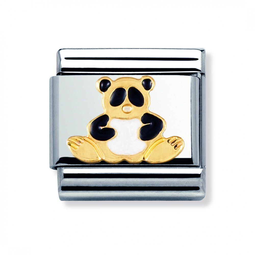 Nomination Classic - TIERE - LAND Edelstahl, Email und 18K-Gold (Panda)
