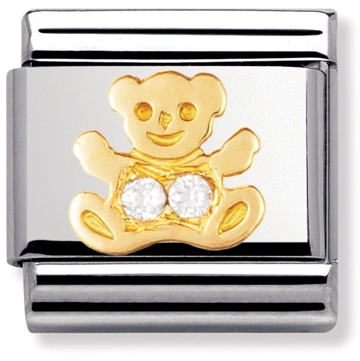 Nomination Classic - TIERE - LAND Edelstahl, 18K-Gold und Cubic Zirc. (Bar WEISS)