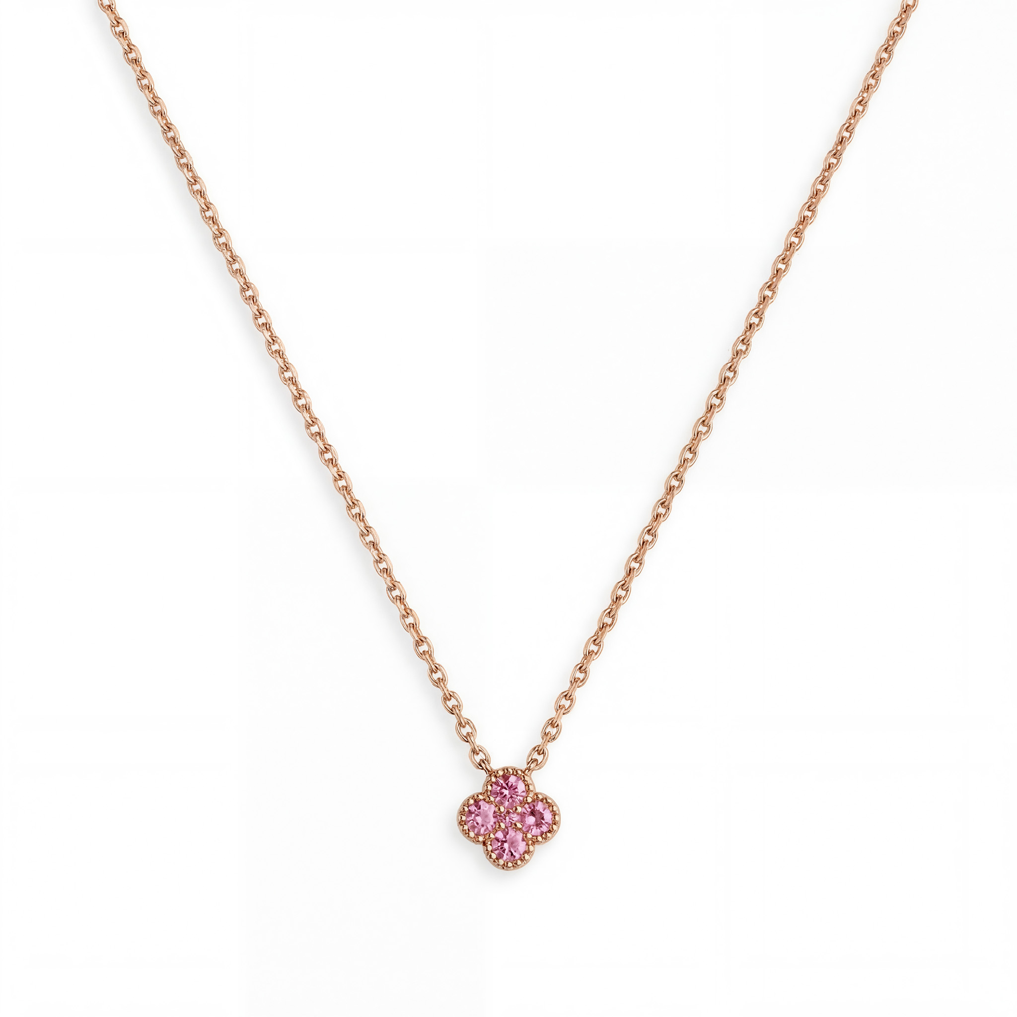 Palido Halskette - Palido Kleeblatt Halskette 18K Roségold mit Pink Saphir