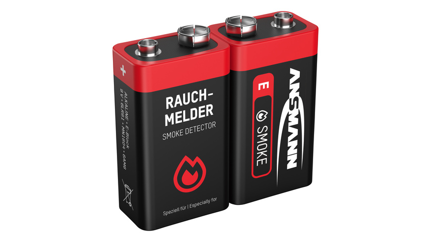 Ansmann Alkaline Batterie 9-V-Block für Rauchmelder, 2 St.