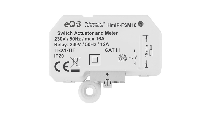 Homematic IP Smart Home Schalt-Mess-Aktor (16 A) – Unterputz, HmIP-FSM16