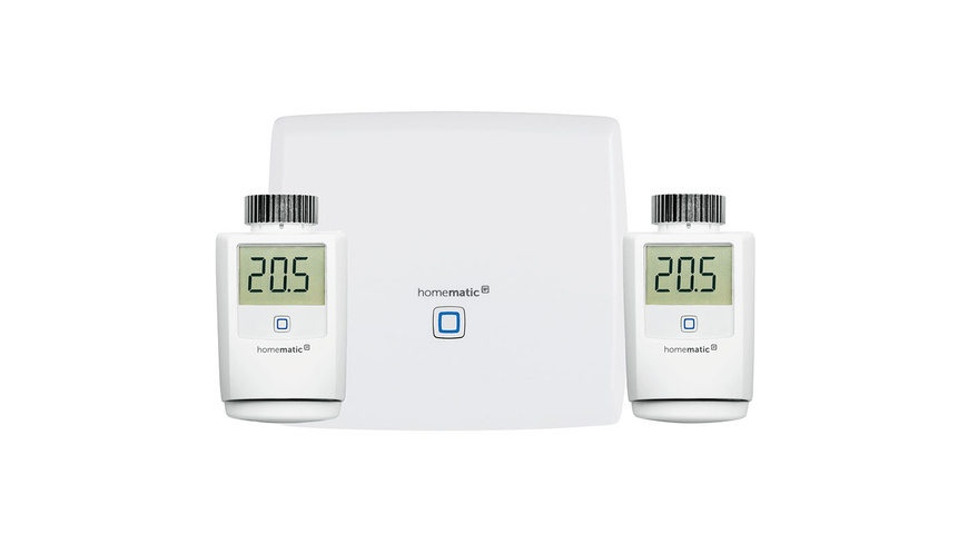 Homematic IP Set mit Smart Home Zentrale CCU3 und 2x Heizkörperthermostat HmIP-eTRV-2