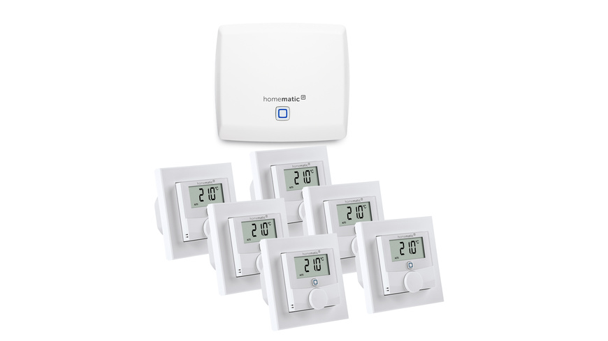 Homematic IP Set Raumklima mit Access Point, 6x Wandthermostat mit Schaltausgang 230 V