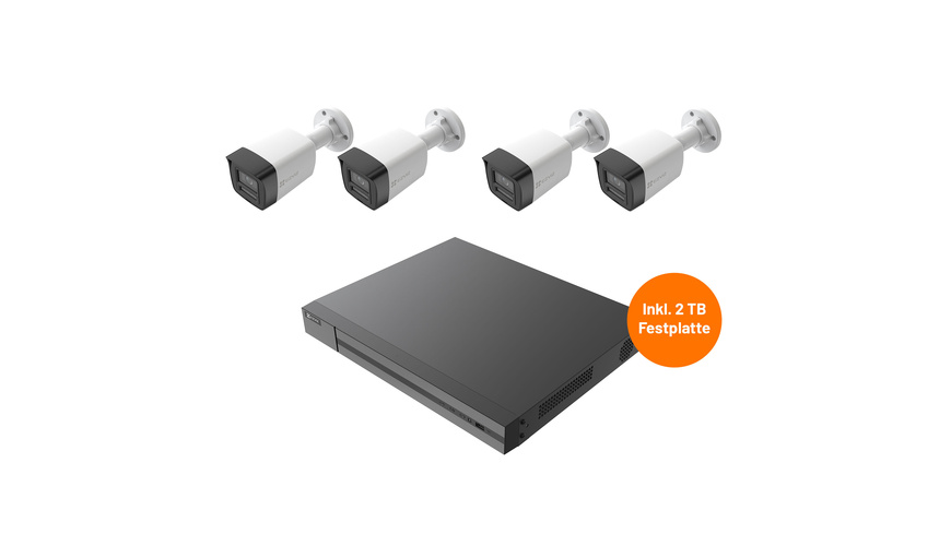 EZVIZ Smart Home Kamerasystem, lokale Datenspeicherung, 4 Kameras, 2-TB-Festplatte