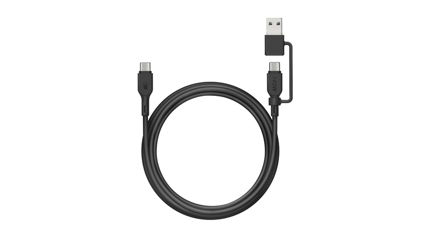 GP Daten- und Ladekabel, 2in1, USB-C/USB-A zu USB-C, 1,5 m, Schwarz