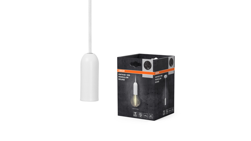 OSRAM Vintage 1906® Pendelleuchte ROUND, E27, weiß, ohne Leuchtmittel