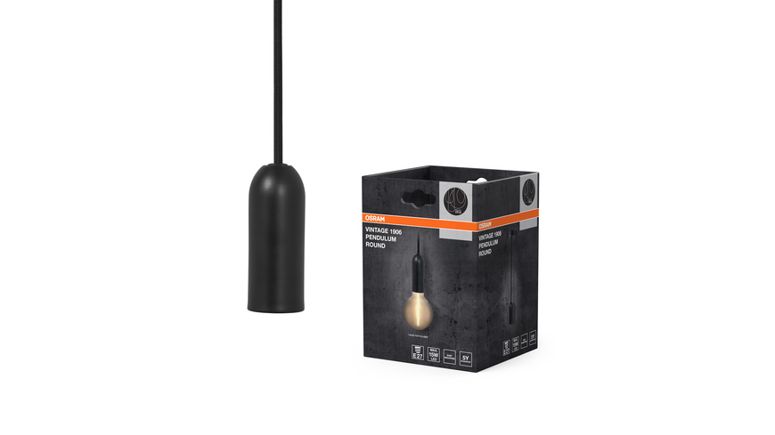 OSRAM Vintage 1906® Pendelleuchte ROUND, E27, schwarz, ohne Leuchtmittel