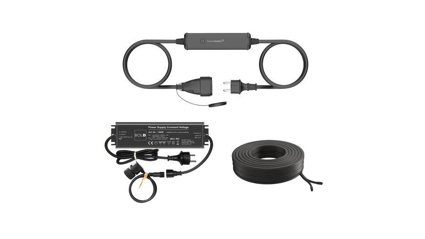 Die Bold Smart Home Set 24V-Garten mit Homematic IP Schalt-Mess-Kabel - außen, Kabel und Trafo