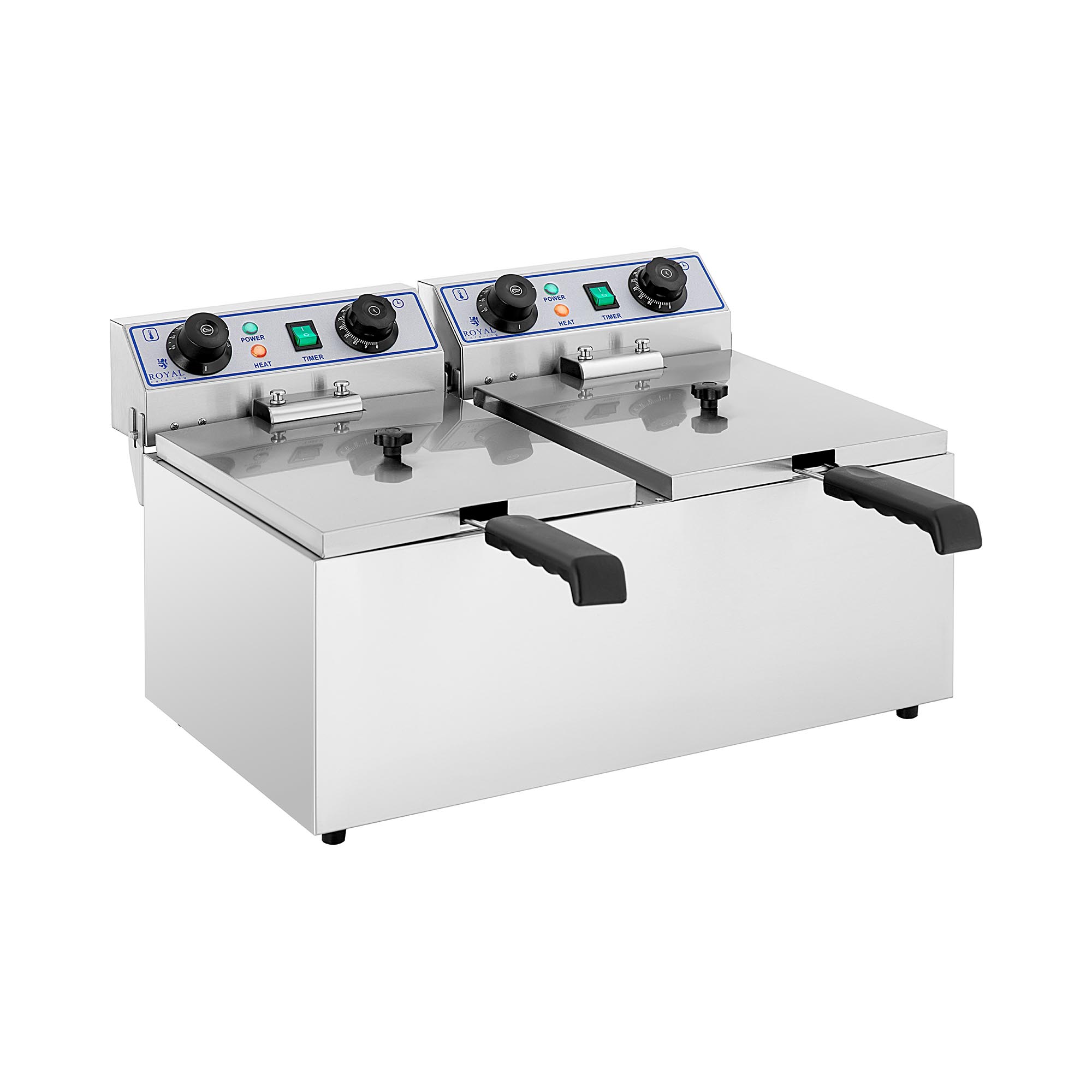 Elektro-Doppel-Fritteuse - 2 x 13 l - 6400 W - Timer - Royal Catering