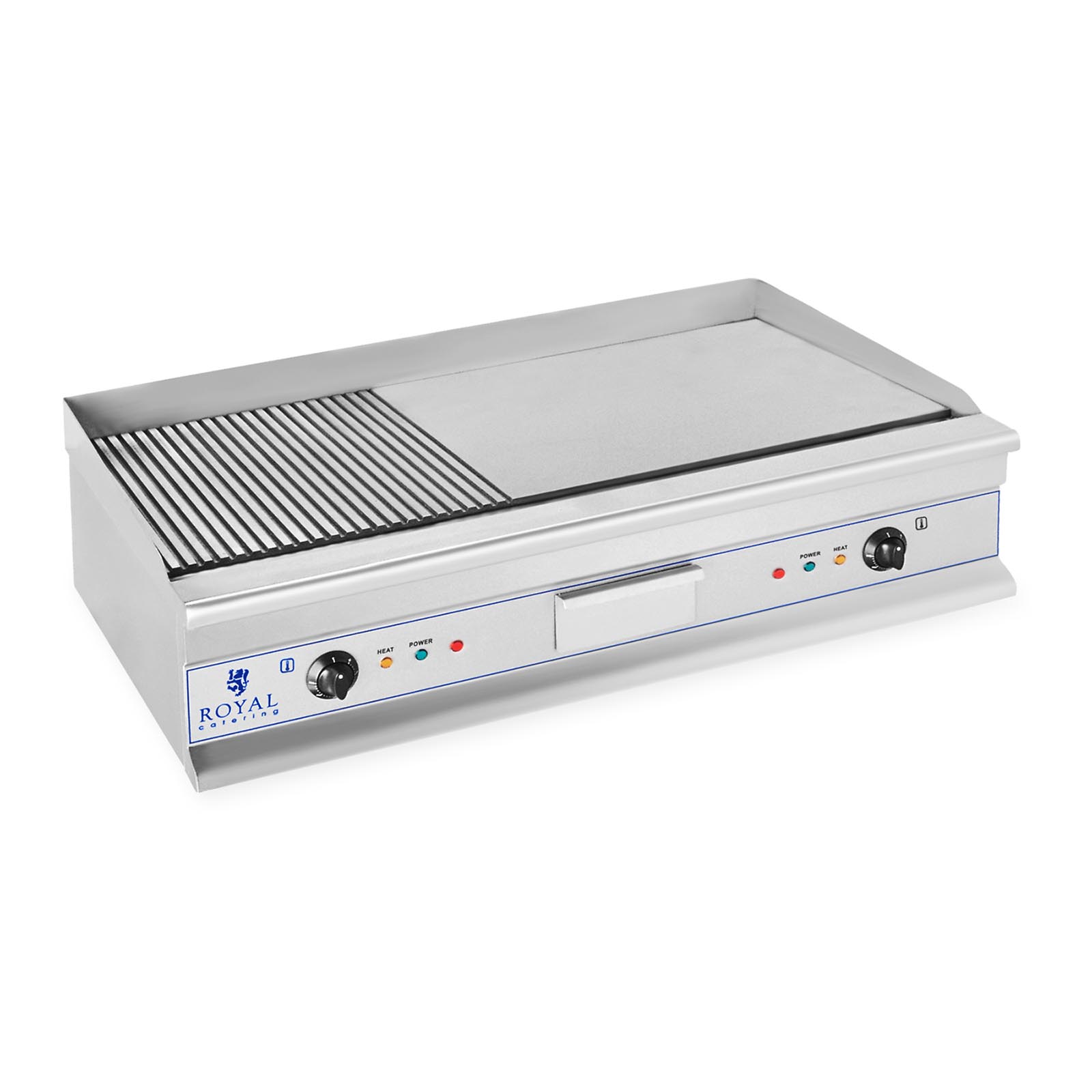 Royal Catering Doppel Elektro Grillplatte - 100 cm - glatt - 2 x 3.200 W