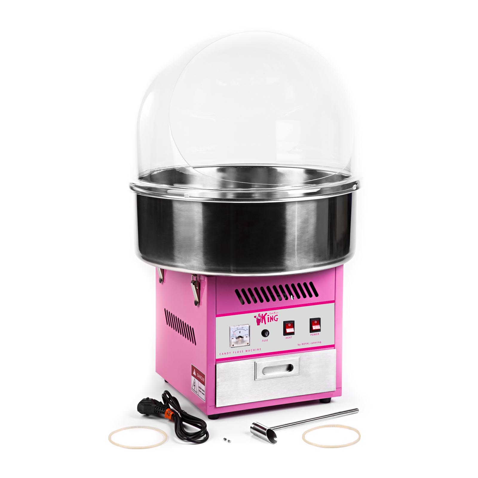 Zuckerwattemaschine - 52 cm - 1200 W - Spuckschutz - pink - Royal Catering