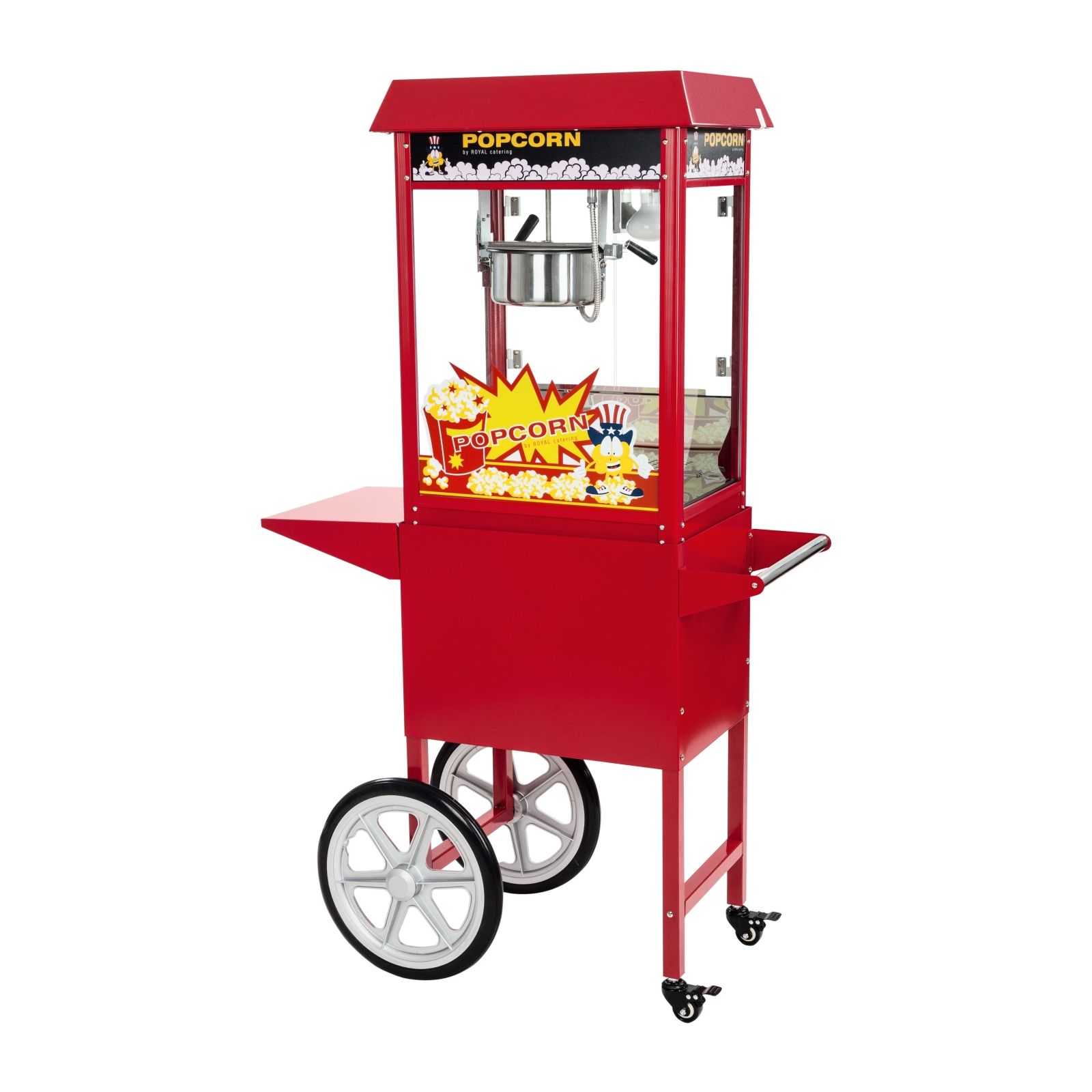 Popcornmaschine mit Wagen - 1500 W - 5 kg/h - rot - Royal Catering