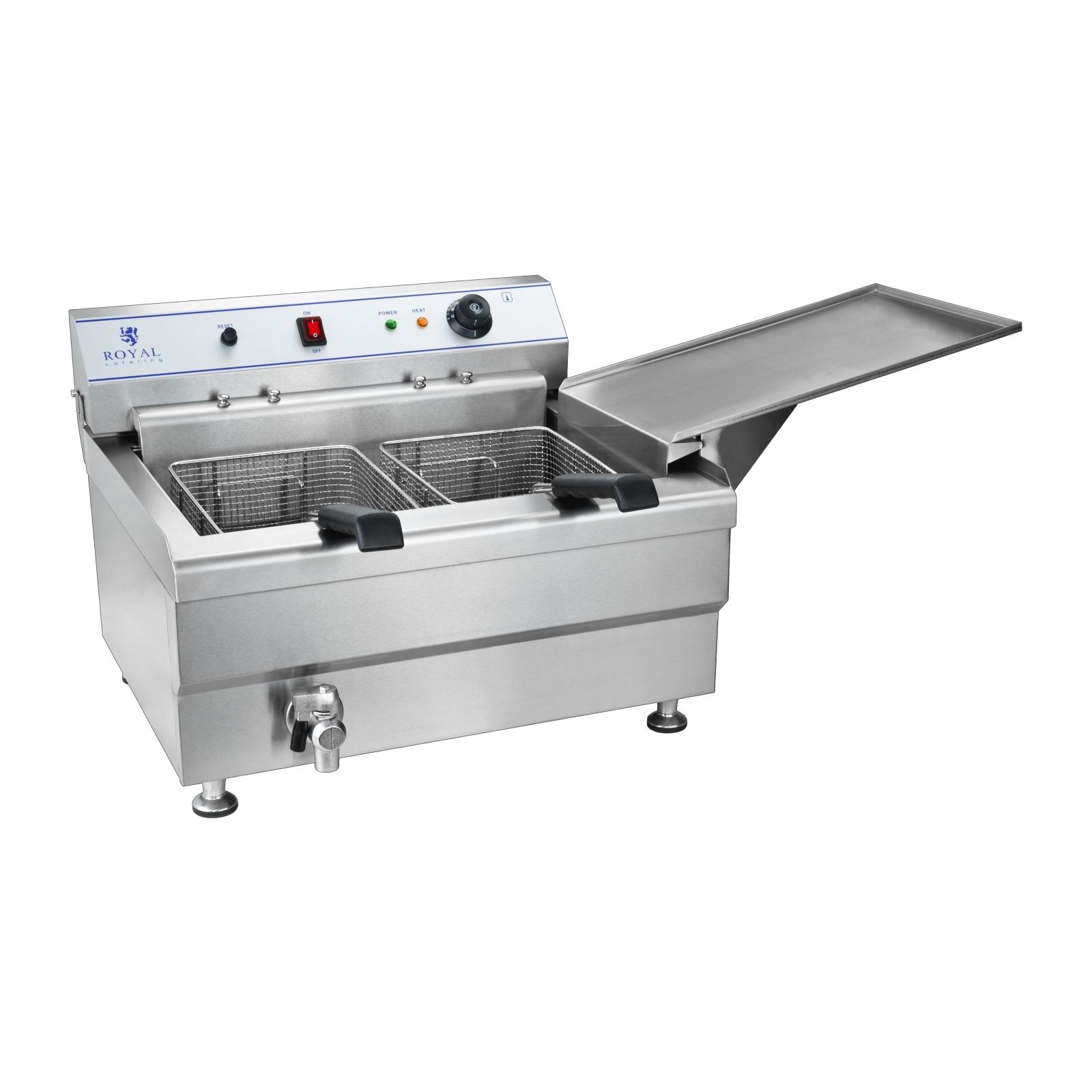 Fettbackgerät - 24 l - 9000 W - 400 V - Ablasshahn - 2 Körbe - Royal Catering