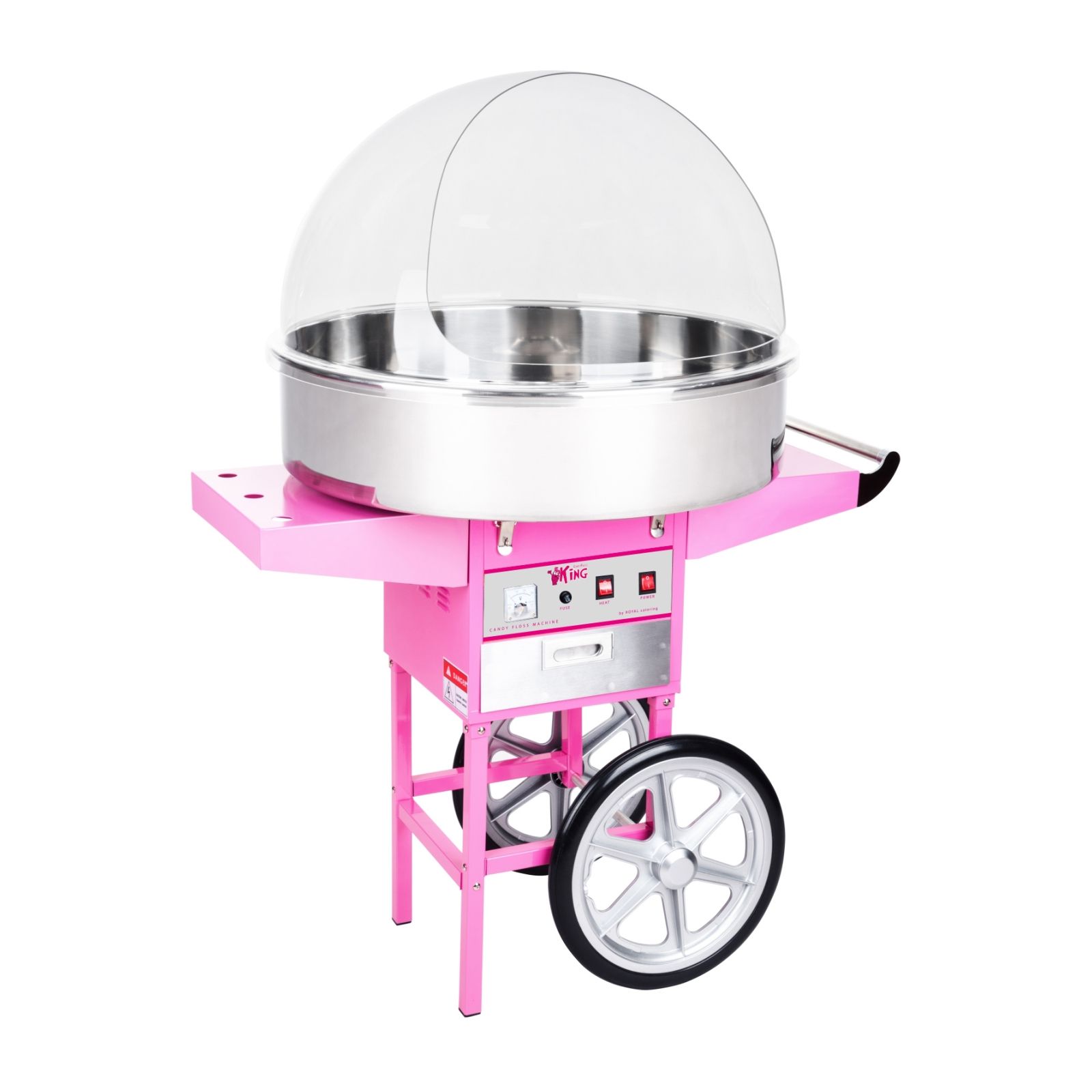 Zuckerwattemaschine mit Wagen - 72 cm - 1200 W - Spuckschutz - pink - Royal Catering