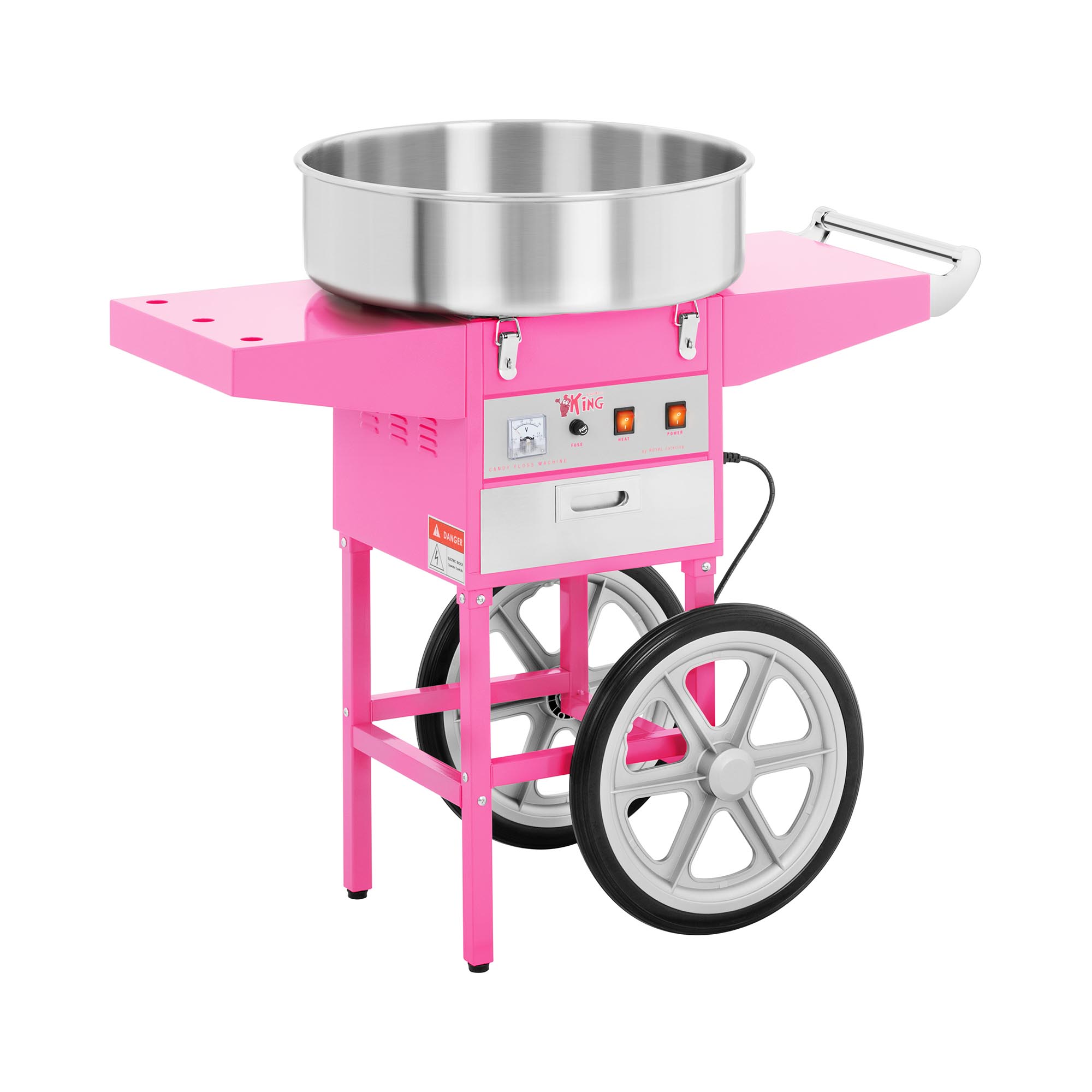 Zuckerwattemaschine mit Wagen - 52 cm - 1000 W - pink - Royal Catering