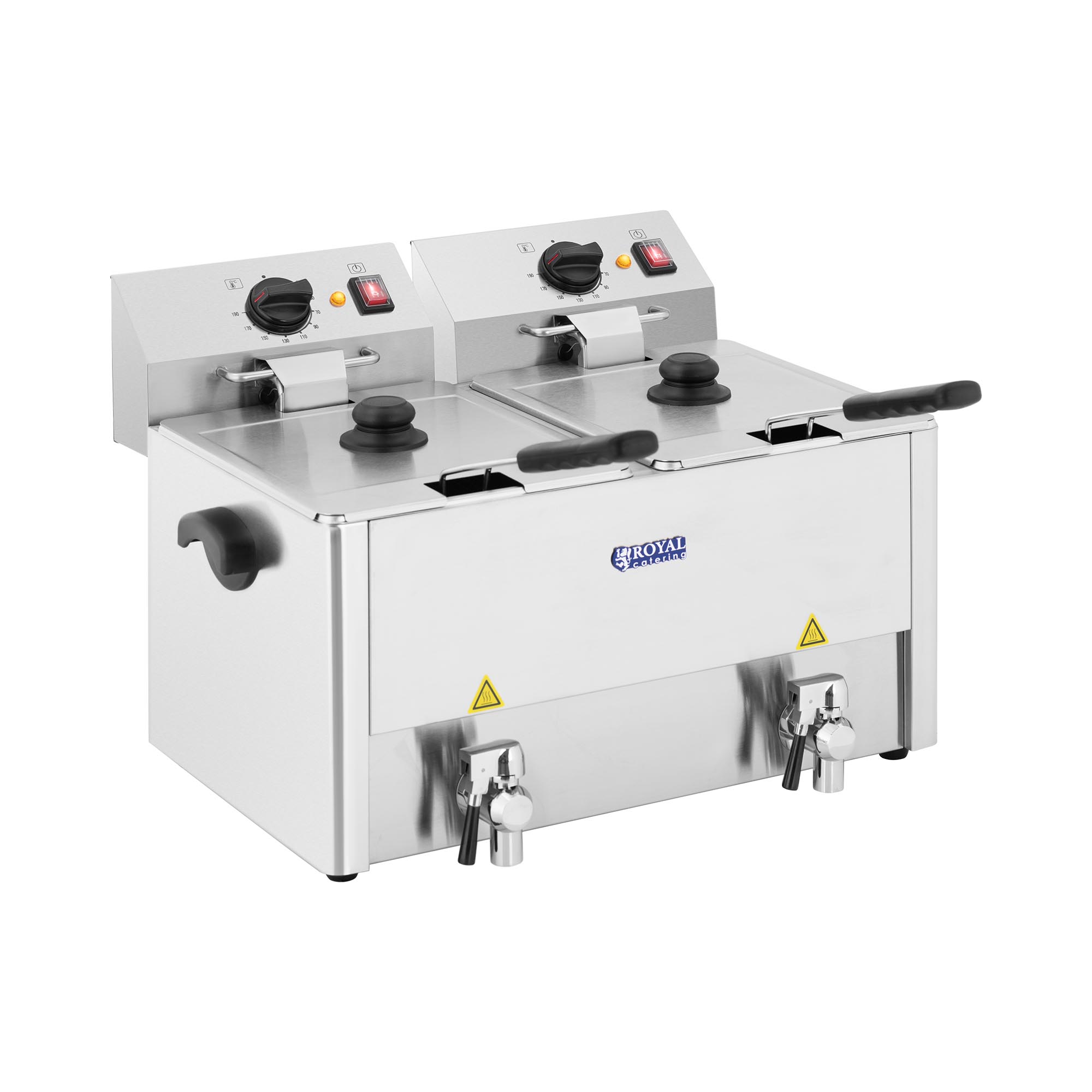Elektro-Doppel-Fritteuse - 2 x 13 l - 6500 W - EGO-Thermostat - Ablasshahn - Royal Catering
