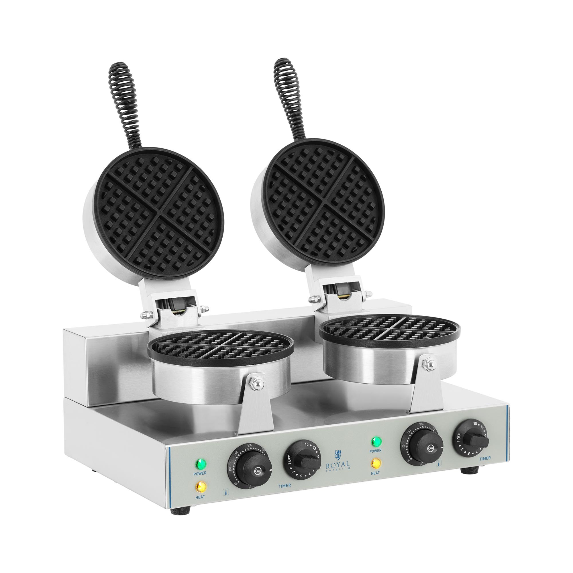 Royal Catering Doppel-Waffeleisen mit 2 x 1.300 Watt - rund
