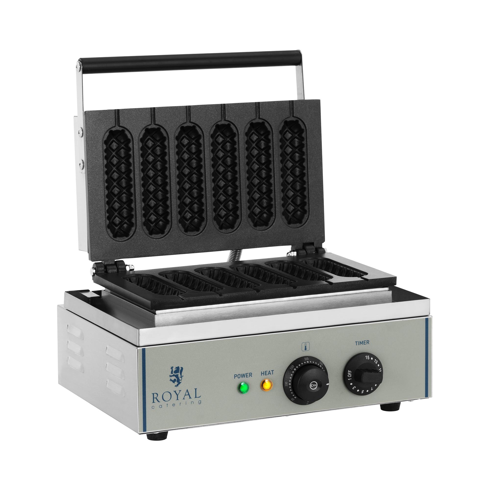 Royal Catering Waffeleisen - 1.550 Watt - Stiel - Corn Dog