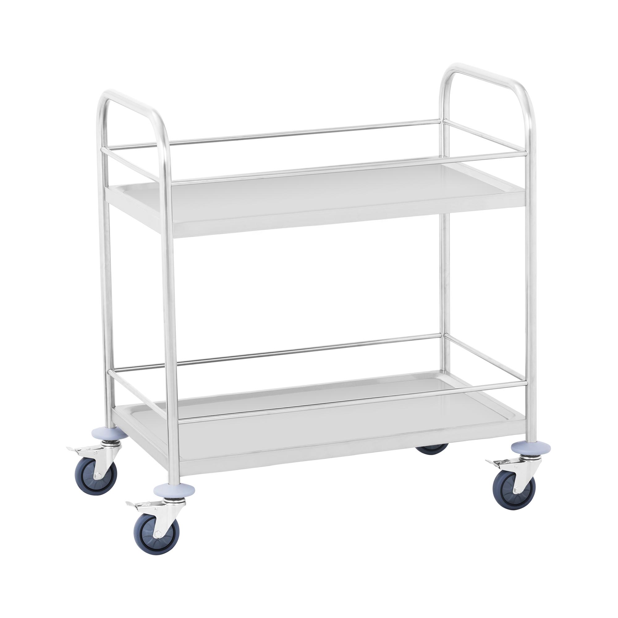 Servierwagen - Edelstahl - 2 Borde mit Reling - Ablagen: 82 x 50 cm - 300 kg - Royal Catering