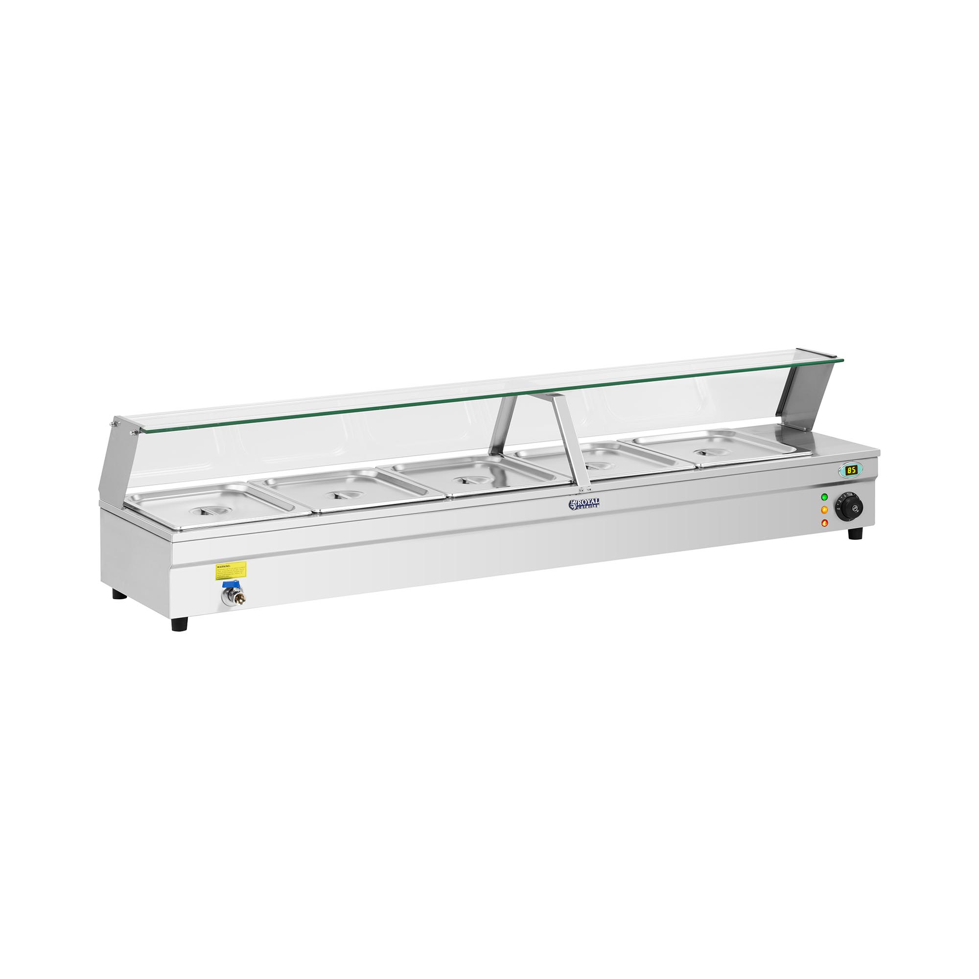 Royal Catering Bain Marie - 5 x GN 1/2 - Ablasshahn