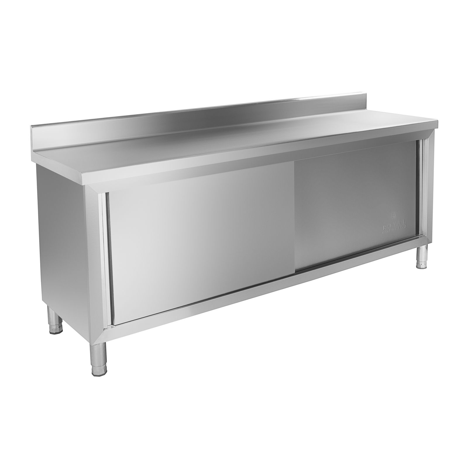 Edelstahl-Arbeitsschrank - ECO - 200 x 60 cm - 160 kg - Aufkantung - Royal Catering