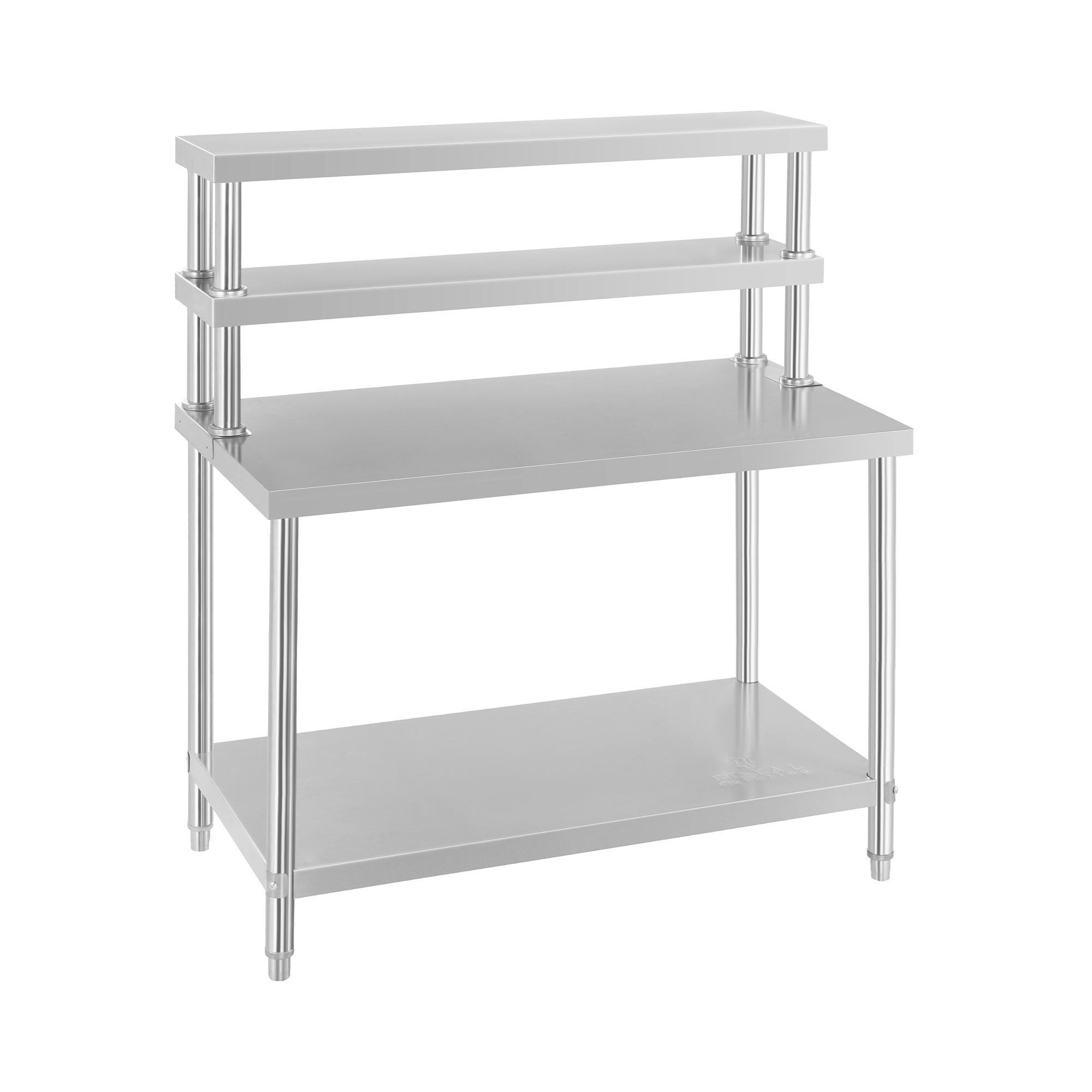 Edelstahl-Arbeitstisch mit Aufsatzboard - ECO - 120 x 60 cm - 500 kg - 2 Ablagen - Royal Catering