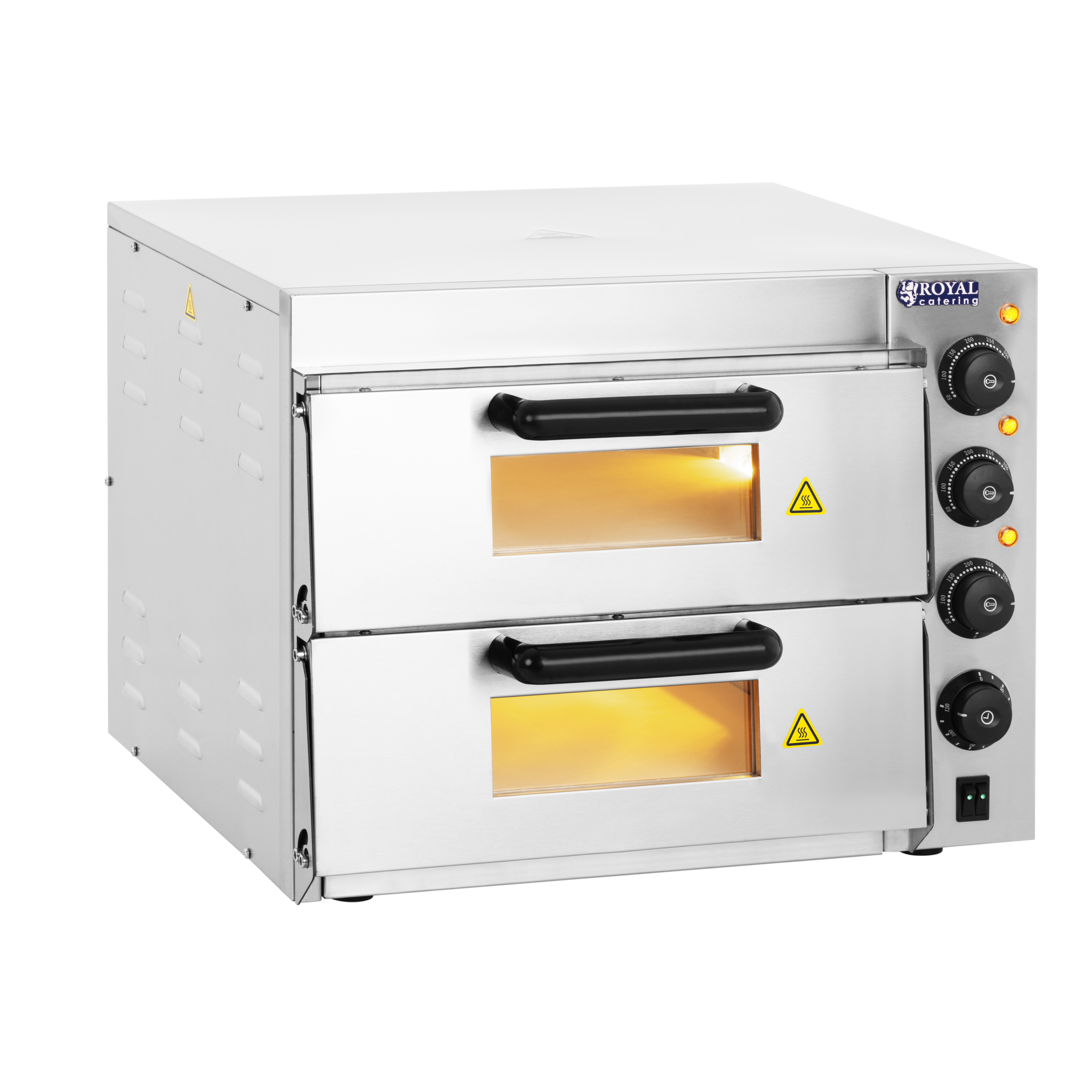 Elektro-Pizzaofen - 1+1 x 40 cm - 2 Kammern - 3000 W - 230 V - manuell - Royal Catering