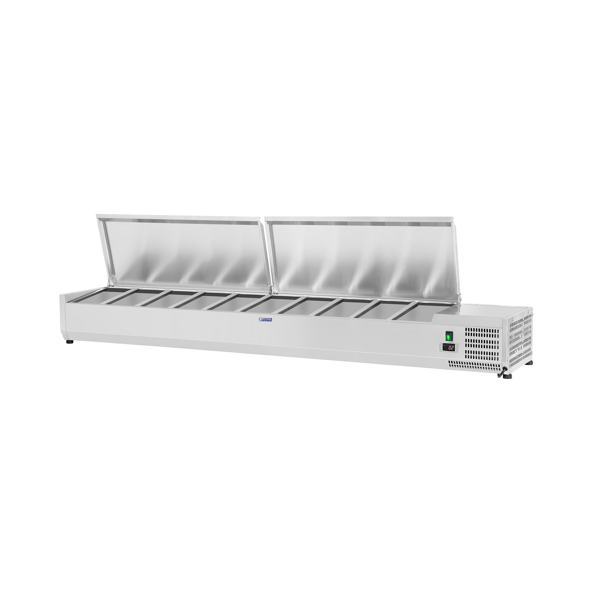 Royal Catering Kühlaufsatzvitrine - 200 x 33 cm - 10 GN 1/4 Behälter