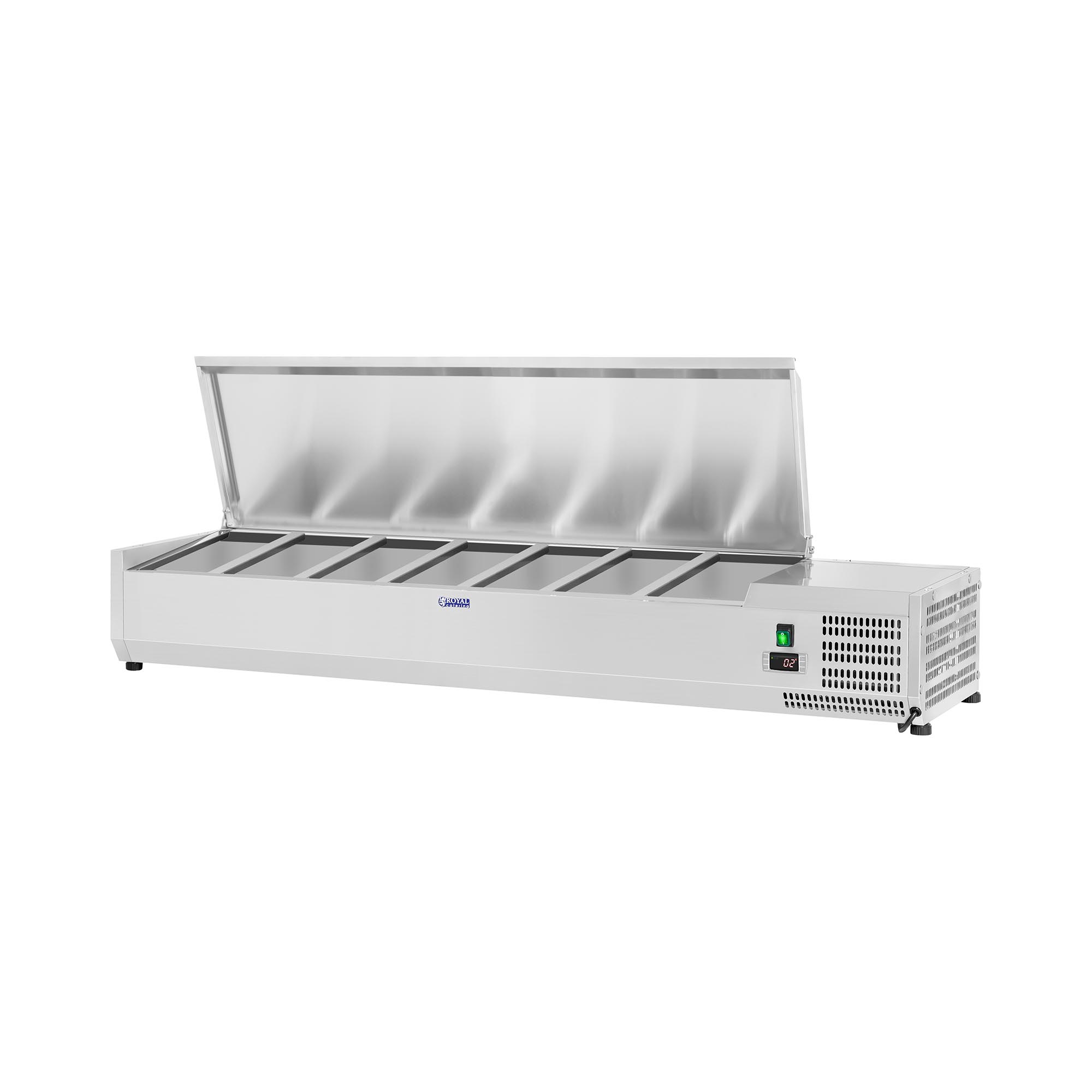 Royal Catering Kühlaufsatzvitrine - 150 x 33 cm - 7 GN 1/4 Behälter
