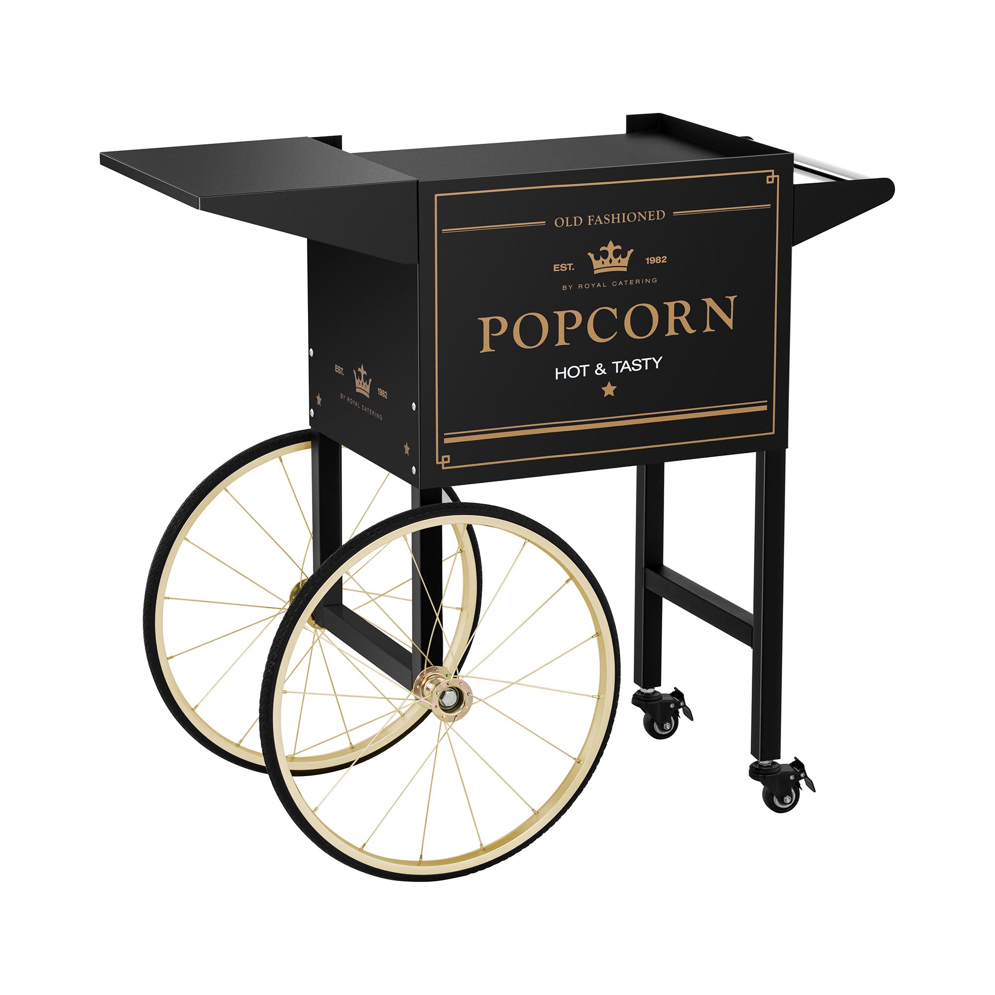 Wagen für Popcornmaschine - 51 x 37 cm - schwarz & golden - Royal Catering