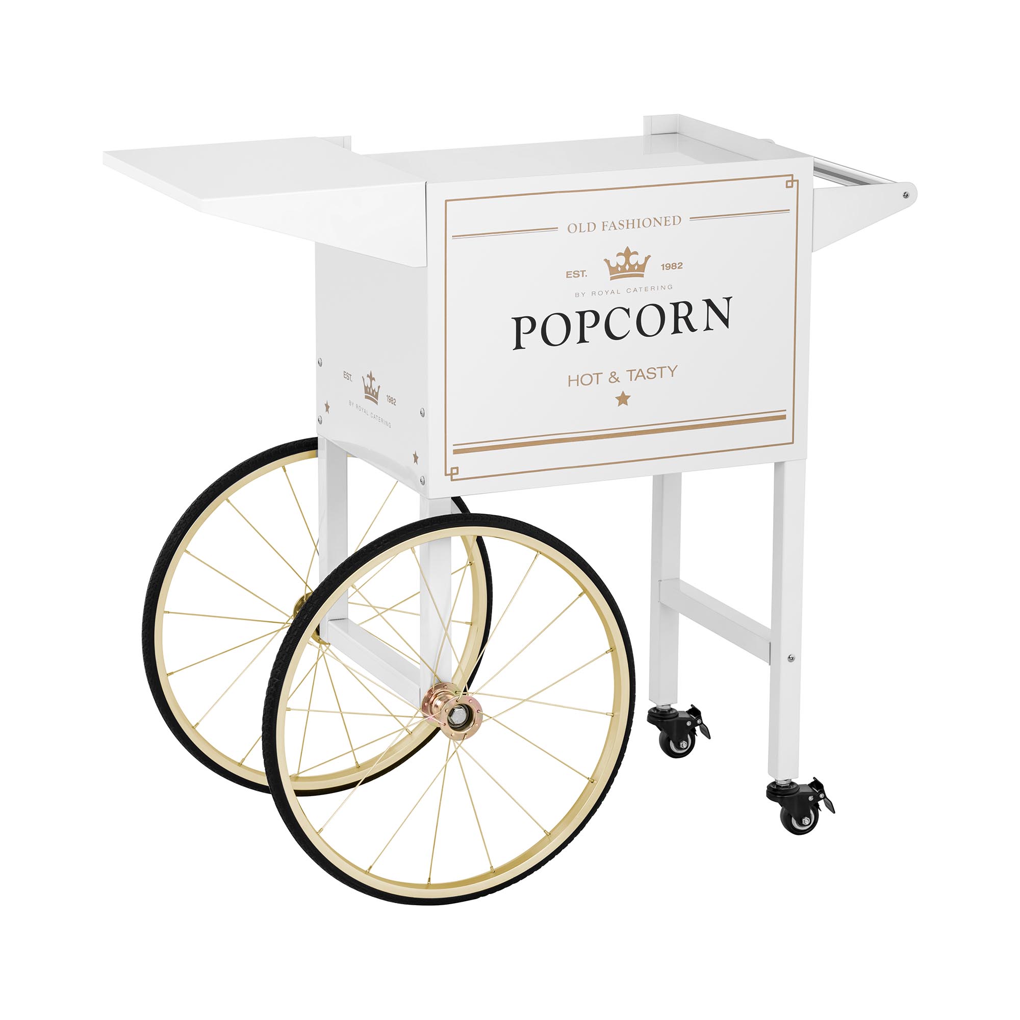 Wagen für Popcornmaschine - 51 x 37 cm - weiß & golden - Royal Catering