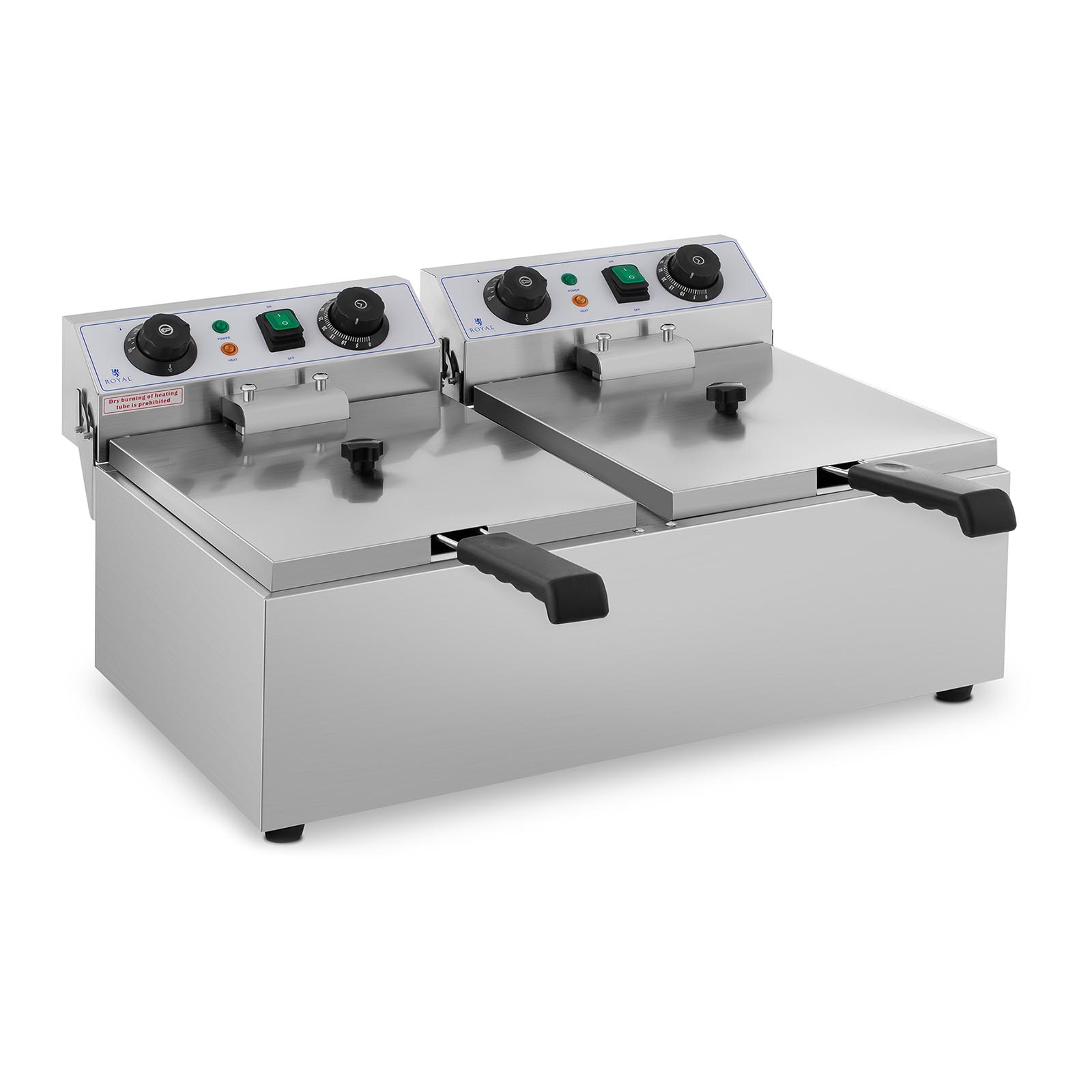Elektro-Doppel-Fritteuse - 2 x 10 l - 6400 W - Timer - Royal Catering