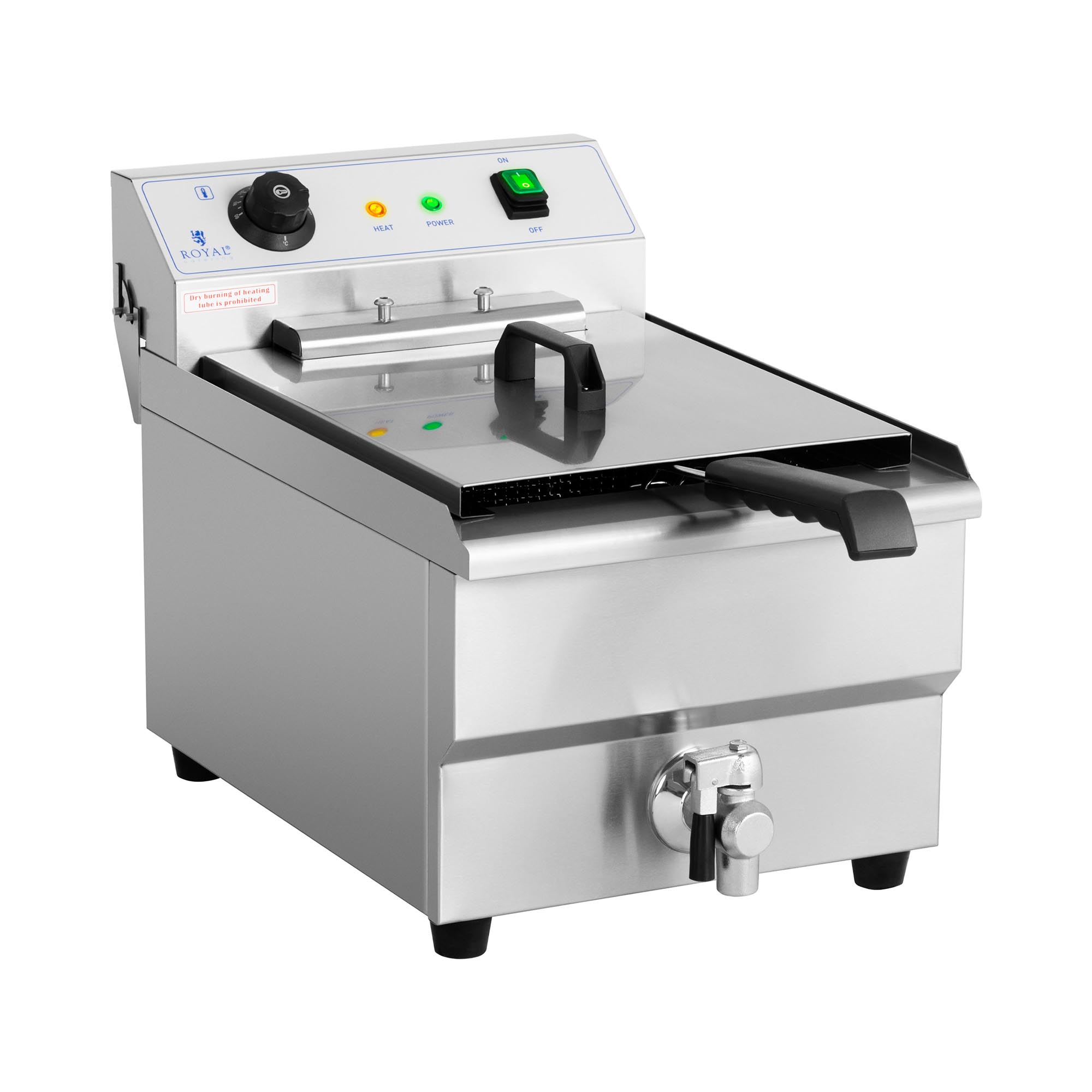 Elektro-Fritteuse - 16 l - 6000 W - 400 V - Ablasshahn - Royal Catering