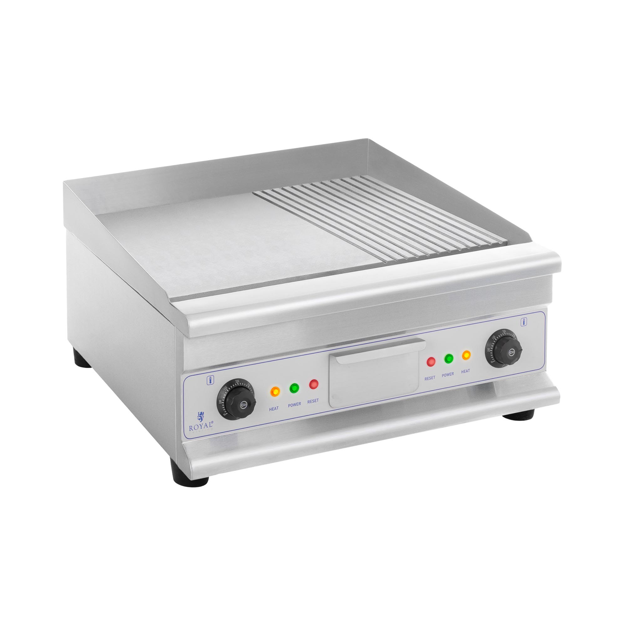 Royal Catering Elektro-Grillplatte - doppelt - 60 cm - glatt & geriffelt - 6.400 W