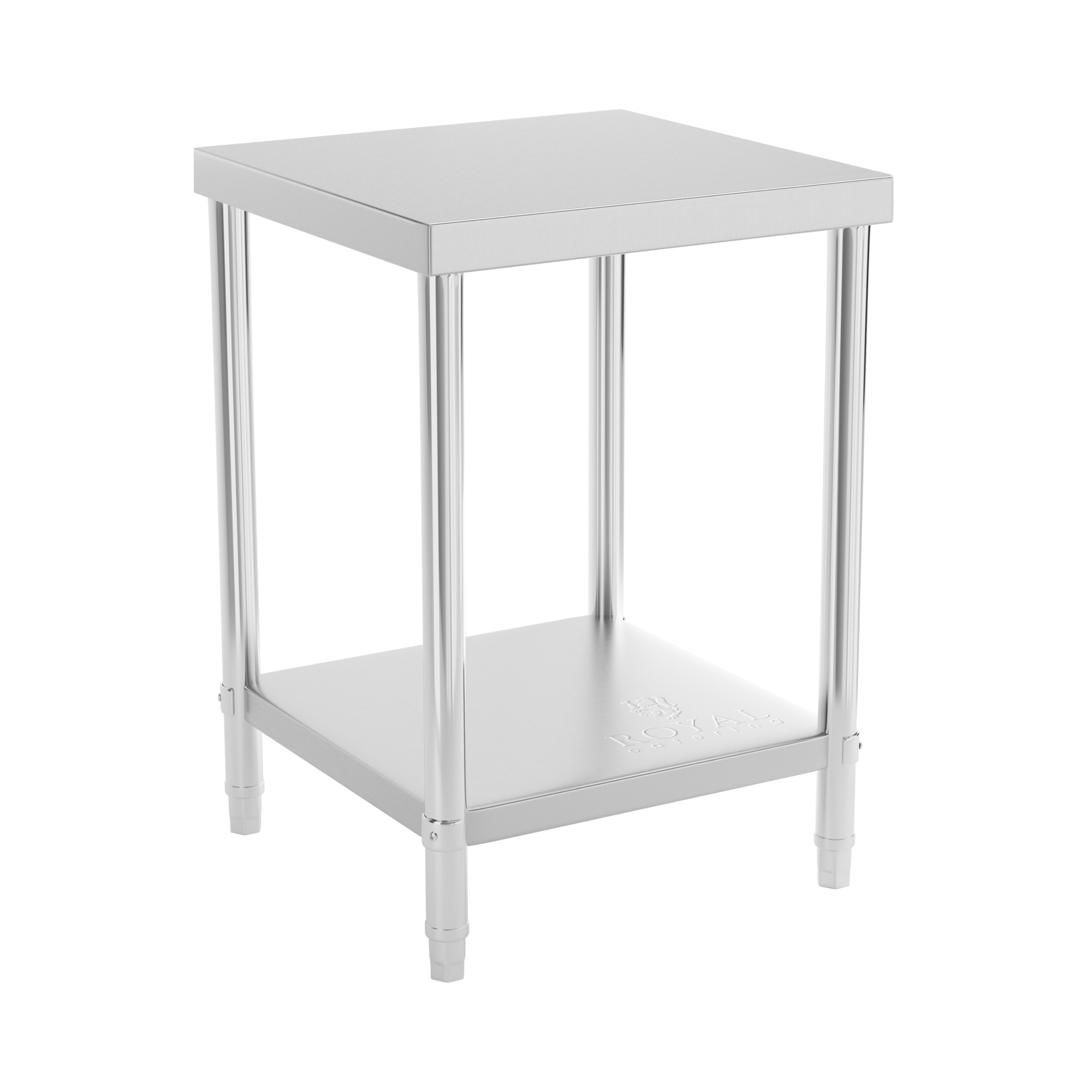 Edelstahl-Arbeitstisch - PREMIUM - 60 x 60 cm - 250 kg - Royal Catering