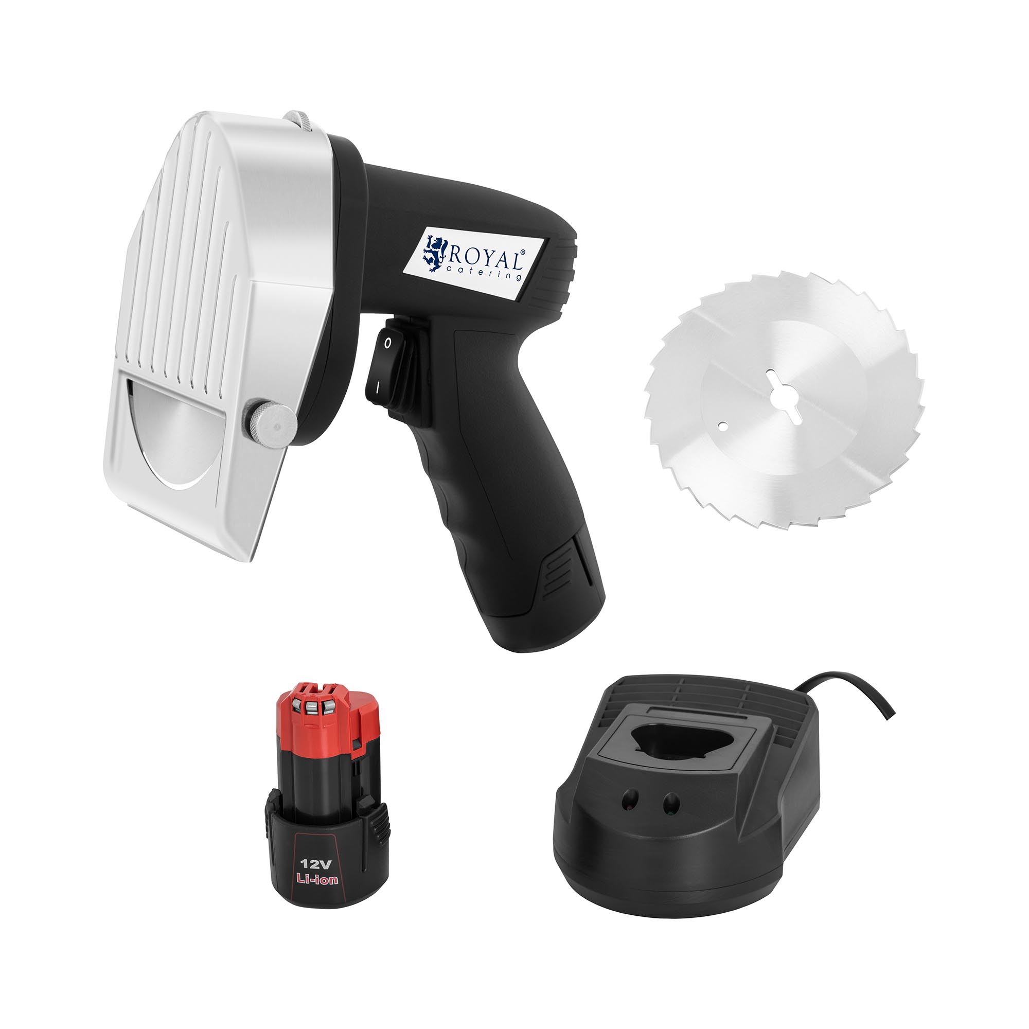 Royal Catering Dönermesser elektrisch - 3.000 U/min - 60 kg/h - Akkubetrieb