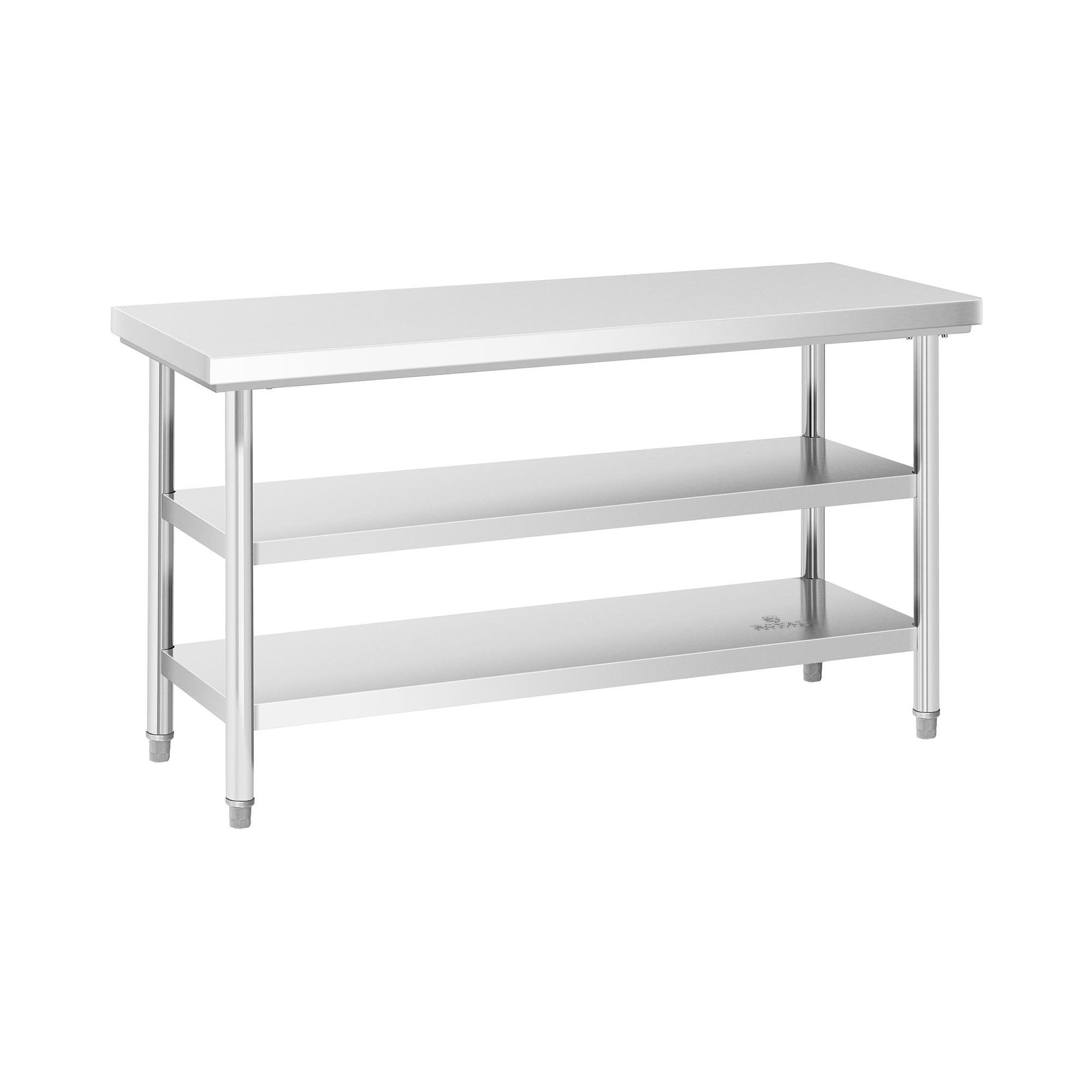 Edelstahl-Arbeitstisch - ECO - 150 x 60 cm - 500 kg - Zwischenboden - Royal Catering