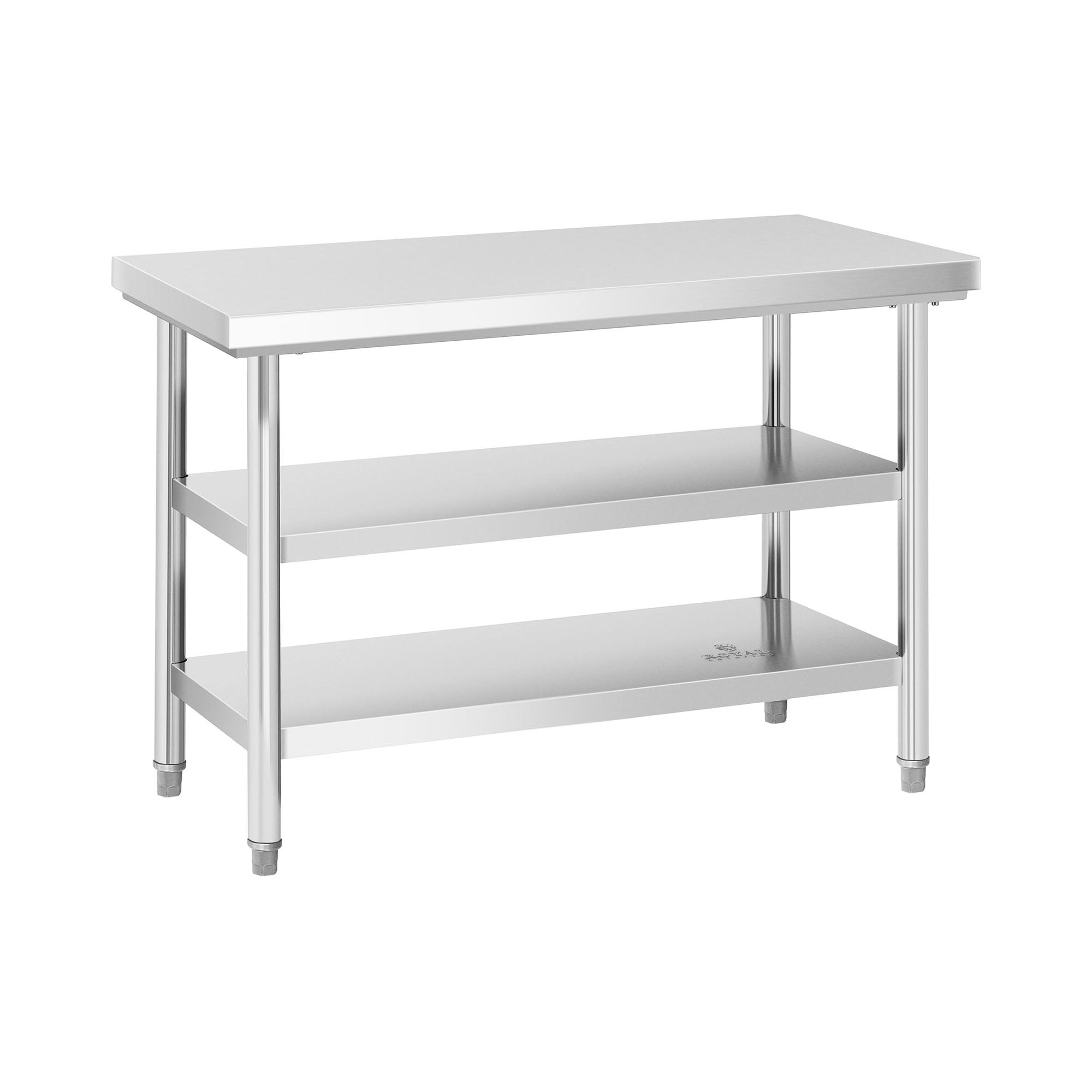 Edelstahl-Arbeitstisch - ECO - 120 x 60 cm - 500 kg - Zwischenboden - Royal Catering