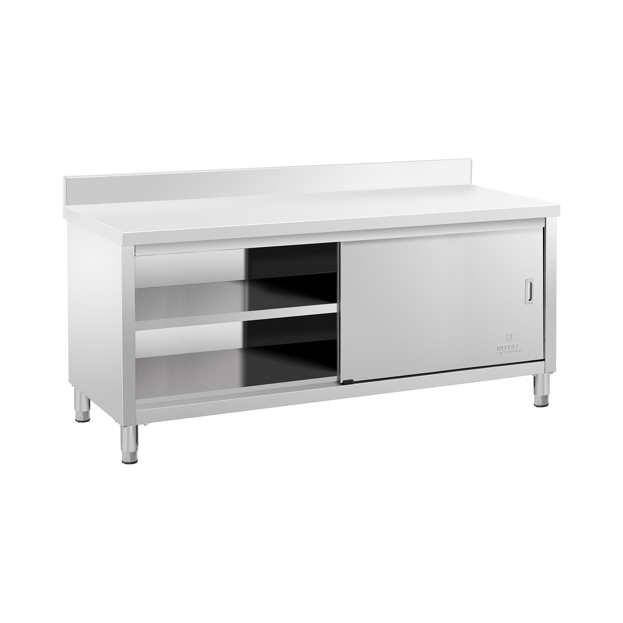 Edelstahl-Arbeitsschrank - ECO - 200 x 60 cm - 500 kg - Aufkantung - Royal Catering