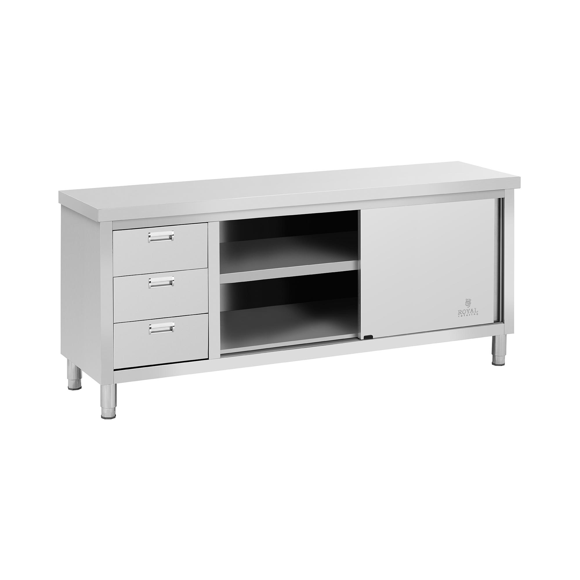 Edelstahl-Arbeitsschrank - ECO - 200 x 60 cm - 500 kg - Royal Catering