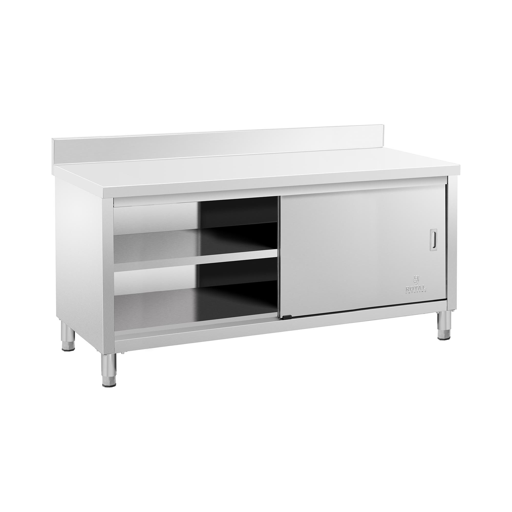 Edelstahl-Arbeitsschrank - ECO - 180 x 70 cm - 500 kg - Aufkantung - Royal Catering