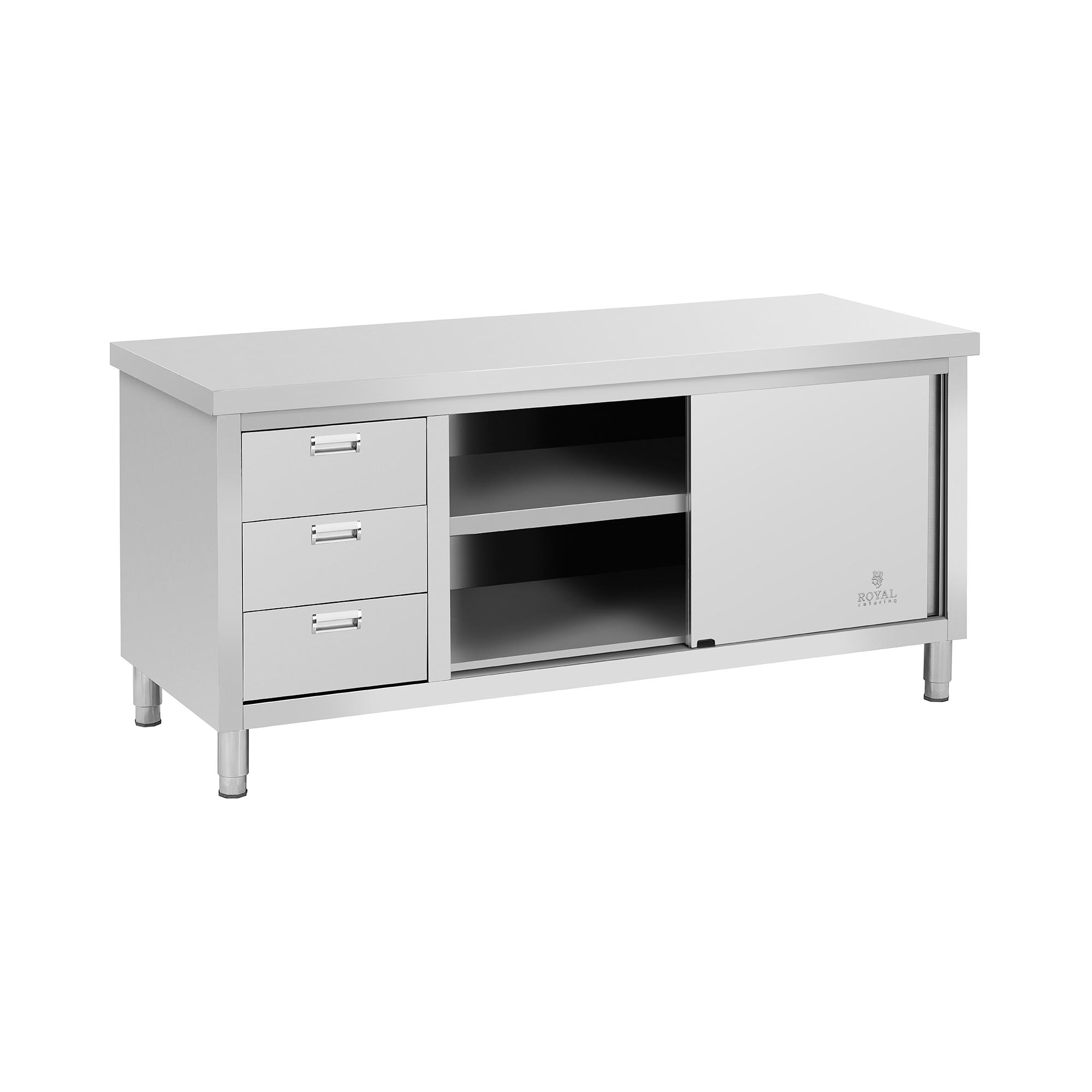 Edelstahl-Arbeitsschrank - ECO - 180 x 70 cm - 500 kg - 3 Schubladen - Royal Catering
