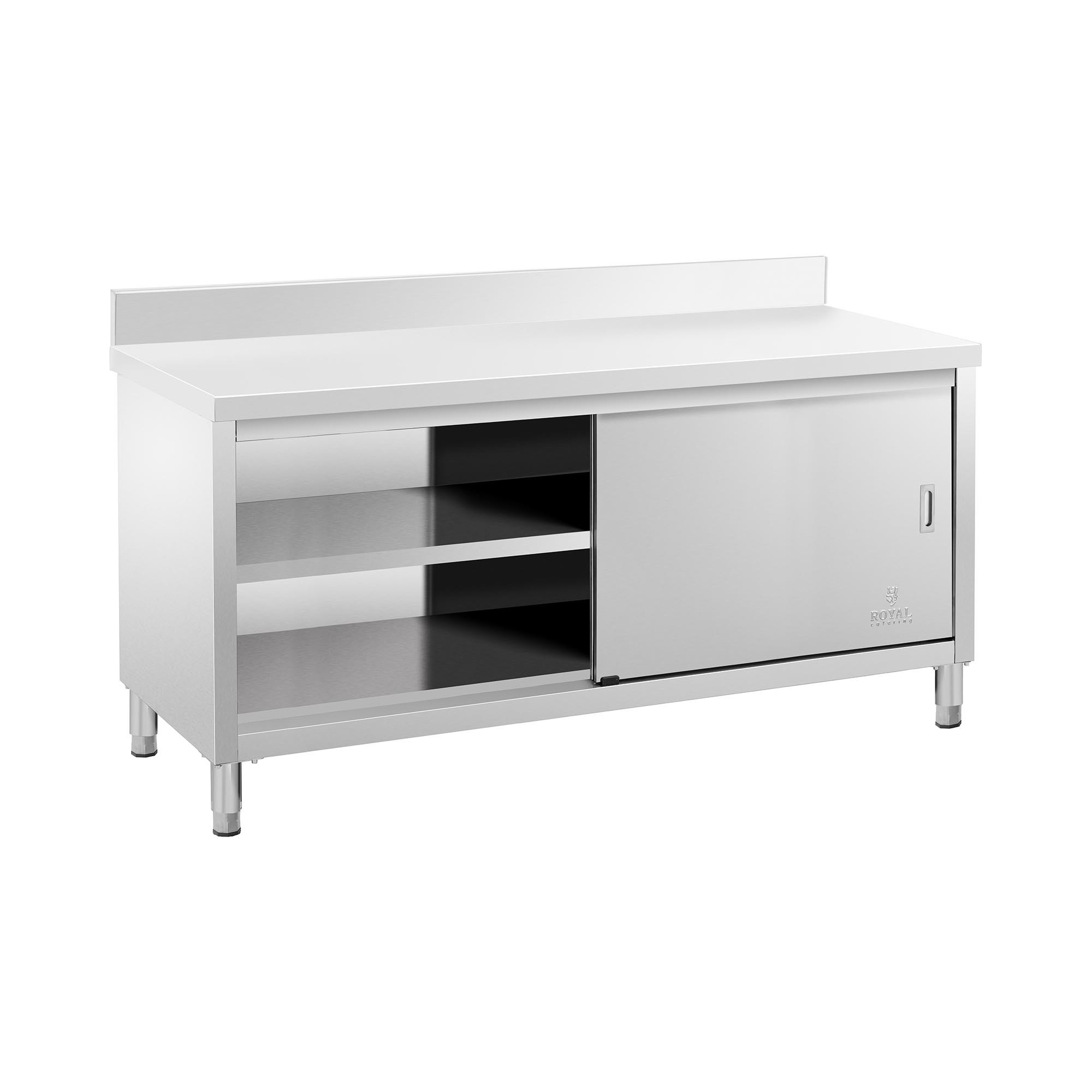 Edelstahl-Arbeitsschrank - ECO - 180 x 60 cm - 500 kg - Aufkantung - Royal Catering