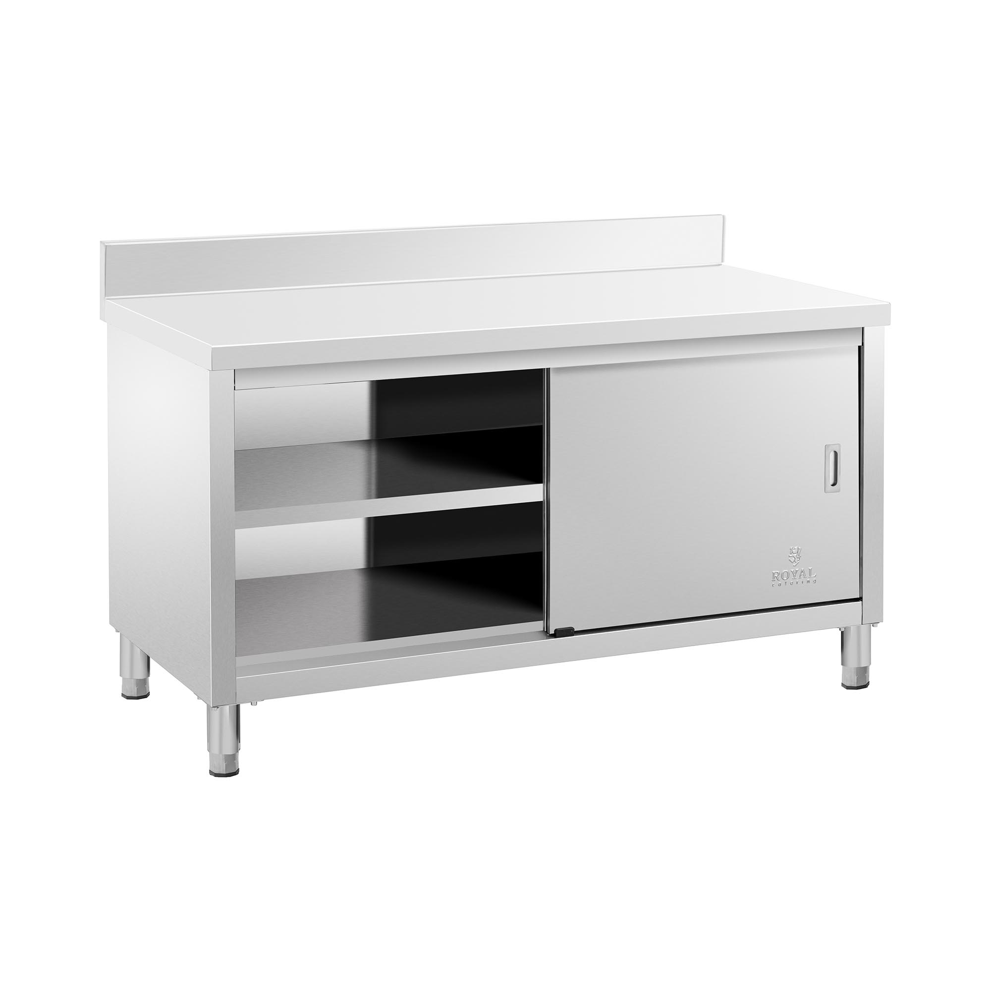 Edelstahl-Arbeitsschrank - ECO - 150 x 70 cm - 500 kg - Aufkantung - Royal Catering