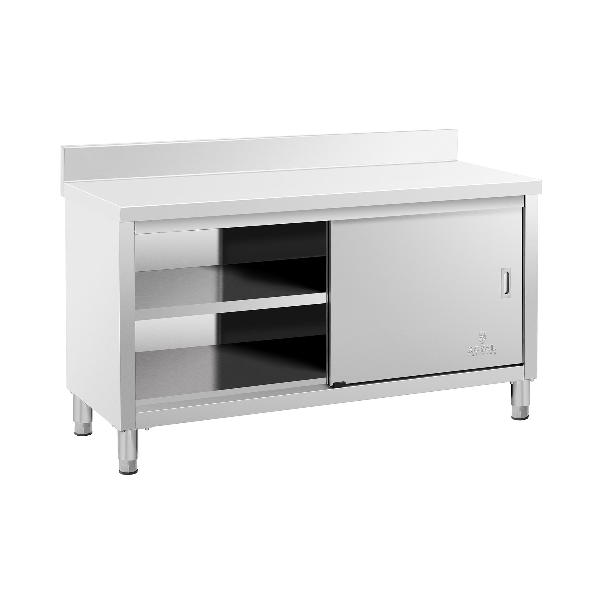 Edelstahl-Arbeitsschrank - ECO - 150 x 60 cm - 500 kg - Aufkantung - Royal Catering