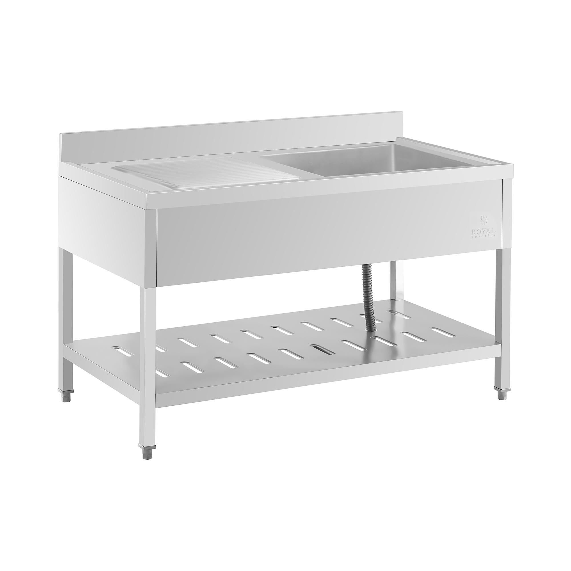 Spültisch - 1 Becken - Royal Catering - Edelstahl - 140 x 70 cm
